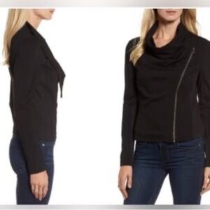 Two by Vince Camuto Black Asymmetrical Moto Jacket Small